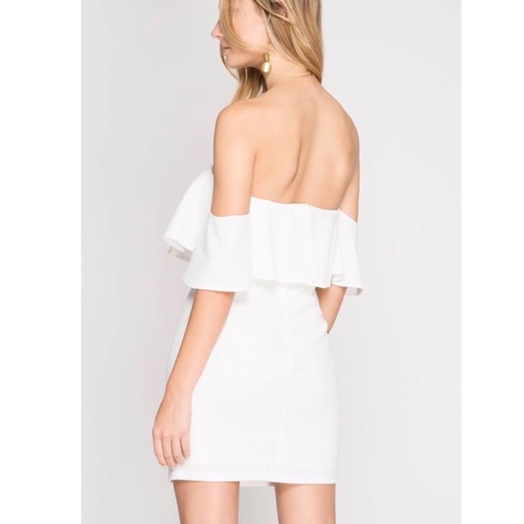 ❗️CLOSING SALE❗️ Textured Off Shoulder Mini Dress - Picture 3 of 3